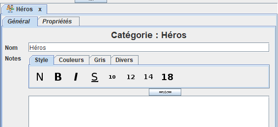 Panneau de catégorie