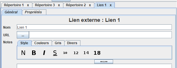 Panneau de lien externe