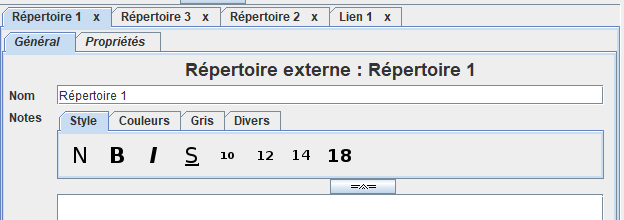 Panneau de répertoire externe
